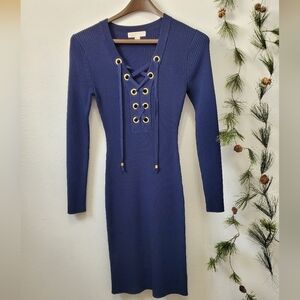 Michael Kors Ribbed Lace-up Sweater Dress